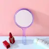 Espejo de Maquillaje Portátil Redondo Grande Transparente de Color de Mano Doble Cara Cara Única Espejo con Mango Lupa Espejo de Mano Portátil