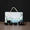 Juego de Té de Viaje Cerámico Mate Bolsa Portátil Exterior Coche Taza Rápida Juego Pequeño Negocio Dingyao Incluyendo Bandeja de Té