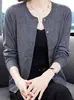 Cárdigan de punto para mujer, nuevo estilo de principios de otoño, manga larga, color liso, cuello redondo, abrigo fino, prenda exterior, suéter, tejido de punto