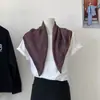 Lenço Quadrado Escovado Ins Retro Estilo Old Money Original Coreano 2025 Impresso Frente e Verso Camadas Versátil Lenço de Pescoço Cinto de Cintura para Mulheres