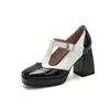 Zapatos Nuevos de Primavera y Otoño 2026 para Mujer con Bloques de Color, Cordones, Punta Cuadrada, Tira en T, Plataforma, Suela Gruesa, Chunky, Tacón Alto, Zapatos de Salón para Exportación