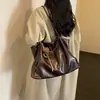 Bolsa de ombro única, elegante e simples, nova bolsa vintage estilosa grande para mulheres, bolsa de axila casual de grande capacidade para o dia a dia, moderna