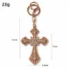 Llavero cruz creativo transfronterizo, aleación de zinc con cruz de pedrería, amuleto para llave de coche y bolso, regalo al por mayor