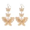 E8440 Tendencia europea y americana pendiente personalizado largo mariposa exagerado tres capas mariposa pendientes chapados pendientes calientes para mujer