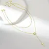 Collar Cruzado Doble Capa Versátil de Moda Transfronterizo Europeo y Americano Cadena de Cuentas Redondas Oro Plata Gargantilla
