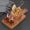 Novo Rack de Madeira para Batatas Fritas, Recipiente Criativo Estilo Americano para Frango Frito, Conjunto de Pratos Estilo Ocidental em Madeira de Acácia
