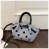Bolsa de bolinho de linho com bolinhas super popular, novo modelo 2026, bolsa de ombro versátil da moda color-blocking, bolsa transversal, bolsa de nicho