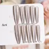 Tendencia de TikTok Vidrio Gris Perlas Gato Ojo Punta Fina Perro Parches de Uñas Portátiles Hechos a Mano Elegantes Pegatinas de Uñas de Color Sólido 30 Piezas