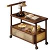 Mesa de Centro Estilo Mediados de Siglo, Mesa de Centro Móvil, Mesa Lateral para Sofá, Carrito Pequeño de Empuje, Mesa Lateral de Gama Alta, Mesa Lateral para Té, Carrito de Madera Maciza para Sala de Estar