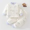 Conjunto acolchado de otoño e invierno para bebé 60g ropa para recién nacidos Clase A algodón puro dos piezas ropa para casa para niños y niñas