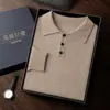 Suéter de Cachemira Camisa para Hombre Cuello Polo Casual de Negocios Jersey de Manga Larga Suéter de Lana Holgado Camisa Base