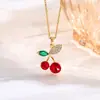 Collar para Mujer Estilo Coreano y Japonés Circonita Cereza Nuevo Collar Accesorios Moda Femenina Cadena para Clavícula Collar de Circonita Colgante al por Mayor
