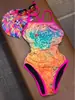 2026 Roupa de Banho Peça Única Sem Mangas Estampa Flor de Castanha Triângulo Emagrecedora Fashionável Sexy Corrida Conservadora Bodycon Fonte Termal