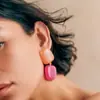Brincos Estilo Europeu e Americano, Brincos Quadrados de Resina em Cor Degradê, Brincos Populares da Moda Estilo Férias, Brincos Retrô de Alta Qualidade
