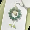 Corrente de Celular Raiz de Bodhi Degradê Verde, Pingente de Gato da Sorte Fofo Estilo Chinês, Chaveiro de Carro, Acessório para Capa de Celular de Bolsa