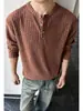Outono de 2026 Novo Estilo Estilo de Hong Kong Interno Tamanho Plus Camiseta Henley Manga Longa M-5X HT261049-P24