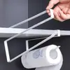 Portarrollos de Papel de Cocina Grande, Estante para Rollos sin Taladro para Gabinete, Estante de Almacenamiento para Papel de Cocina, Film Transparente y Paños de Limpieza