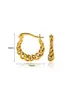 Hebilla de Oreja de Moda con Personalidad de Lujo Ligero Europeo y Americano Chapada en Oro de 18k Cuadrada de Circonita Pendientes de Acero de Titanio Modernos