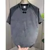 Camiseta de Manga Corta con Bloques de Color de Estilo Nuevo de Verano para Hombre, Camiseta Versátil de Moda con Estampado de Letras Tie-Dye y Cuello Redondo