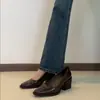 Versión de Piel de Oveja~Zapatos Vintage de Tacón Alto con Punta Cuadrada de Charol Estilo Francés para Mujer, Sin Cordones, Sencillos y Cómodos, Adecuados para el Trabajo, Elegantes Zapatos de Vestir