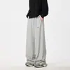 Pantalones Negros Pesados para Hombre y Mujer Primavera y Otoño Pantalones Americanos de Corte Limpio Pantalones Rectos Sueltos Pantalones Deportivos de Pierna Ancha