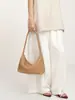 Bolsa de palha simples e elegante estilo coreano para mulheres, bolsa de ombro de design exclusivo, bolsa hobo de couro macio, bolsa de bolinho, bolsa de ombro para o dia a dia