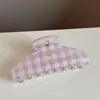 Pinza para el Cabello con Forma de Abanico a Cuadros Translúcido, Pasador de Nuevo Estilo de Alta Gama, Pinza de Tiburón para Cabello Grueso, Accesorio para el Cabello para Mujer