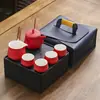 Juego de té de viaje traje pequeño cerámica exterior hogar Kung Fu una tetera cuatro tazas tetera taza portátil regalo creativo