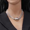 Collar de clavícula con colgante cilíndrico grande exagerado, joyería transfronteriza europea y americana, collar de cadena multicapa de metal de estilo hip hop.