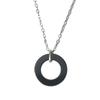 Collar para Mujer de Acero Inoxidable con Colgante Circular de Cerámica Espacial Zirconia, Cadena Clavicular Ajustable de Acero de Titanio