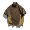 Camiseta de manga corta de seda helada para hombre, holgada, de verano, estilo fino, estilo montaña americano, ciudad, para el día a día al aire libre, secado rápido, con cordón, camiseta moderna