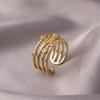 Anillo Europeo y Americano Transfronterizo de Diamante Completo para Mujer, Apertura de Circonita de Gama Alta de Nicho, Anillo Ajustable, No se Desvanece, Venta al por Mayor Versátil
