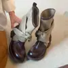 Estilo retro, diseño de nicho, moda otoño/invierno, botines western para mujer, nueva colección 2026, botines de lona con lazo