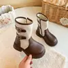 Botas Longas de Camada Única Estilo Britânico Vintage para Meninas 2026 Outono/Inverno Novas Botas Longas com Zíper Lateral Moda Coreana para Crianças