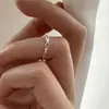 Anillo Ovalado Irregular Hueco de Plata de Ley S925, Diseño Simple Apilable para Estudiantes en Japón y Corea, Anillo Abierto Ajustable