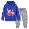 Primavera y Otoño 2023 nueva ropa infantil transfronteriza suéter con capucha para niños pantalones conjunto de dos piezas bebé algodón manga larga