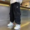 Pantalones de trabajo para niños, primavera y otoño, elegantes y modernos, pantalones largos estilo coreano 2026, corte holgado, pantalones casuales para niños, a la moda
