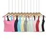 Camiseta de tirantes anchos cuadrada para yoga estilo europeo y americano con almohadillas en el pecho, acanalada, ajustada, que ciñe la cintura, camisola de verano para fitness