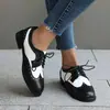 Zapatos de Mujer de Cuatro Estaciones con Cordones, Puntera Redonda, Tacón Grueso, Bloques de Color, Estilo Británico, Tallas Grandes, Corte Profundo, Comercio Exterior Transfronterizo de Primavera y Otoño