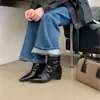 Botas Altas de Tacón Grueso con Punta Aguda para Mujer, Caña Media, 2026 Otoño/Invierno, Botines Nuevos, Cremallera Trasera Fruncida, Botas de Montar