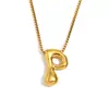 Moda Europeia e Americana Simples Nicho Personalidade Hip Hop Explosões Colar Aço Inoxidável Banhado a Ouro 18K Colar com Letras Bolha para Mulheres