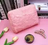 Bolsa de cosméticos macia estilo ins com flores, cor macaron, portátil, grande capacidade, bolsa de armazenamento para cuidados com a pele, bolsa de estudante