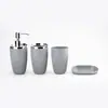Conjunto de Banheiro de Luxo com Listras Verticais de Quatro Peças Frasco de Álcool em Gel Estilo Hotel, Copo para Escova de Dentes, Saboneteira, Combinação de Armazenamento