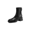 Botines de Moda Estilo Británico con Cremallera Trasera de 5.5 cm 2026 Otoño/Invierno Nuevos Botines Ajustados sin Cordones con Punta Cuadrada y Tacón Grueso