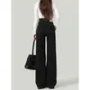 Jeans negros estilo americano para mujer, colección primavera/otoño 2026, talla grande, corte holgado, adelgazantes, casual, pantalones de pierna ancha adecuados para figuras tipo pera