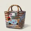 Cesta de Verduras Tejida de Perro Salchicha, Bolso de Mano Vintage de Ratán, Bolso de Paja de Bambú, Bolso de Bambú Hecho a Mano Puro, Bolso de Playa
