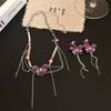 Collar de cuentas de cristal rosa con mariposas, elegante y fresco, para mujer, ligero, lujoso, de alta gama, con aretes tipo gargantilla y cadena para clavícula.