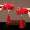 Horquilla de Felpa con Borla de Año Nuevo Accesorio para el Cabello con Lazo Infantil Horquilla Roja Atmosférica para Niñas Accesorio para el Cabello Estilo Antiguo Hanfu