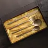 Cuchillo de Acero Inoxidable y Tenedor Cuchara Vajilla Cuchillo para Bistec y Juego de Tenedor Juego de Vajilla Occidental para Hotel Restaurante Caja de Regalo