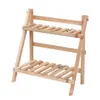 Estante de Almacenamiento de Escritorio de Madera Maciza de Doble Capa, Organizador de Dormitorio Estudiantil Estilo Ins, Soporte de Escritorio para Plantas Verdes y Suculentas